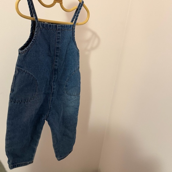 Zara Girls Denim Overalls – Size 2–3Y – Floral Lining, Button Front - Picture 2 of 5